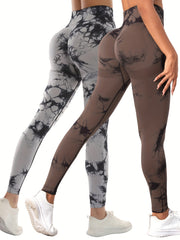 Tie Dye Yoga Sports Leggings High Waist Stretch Workout Tight Pants