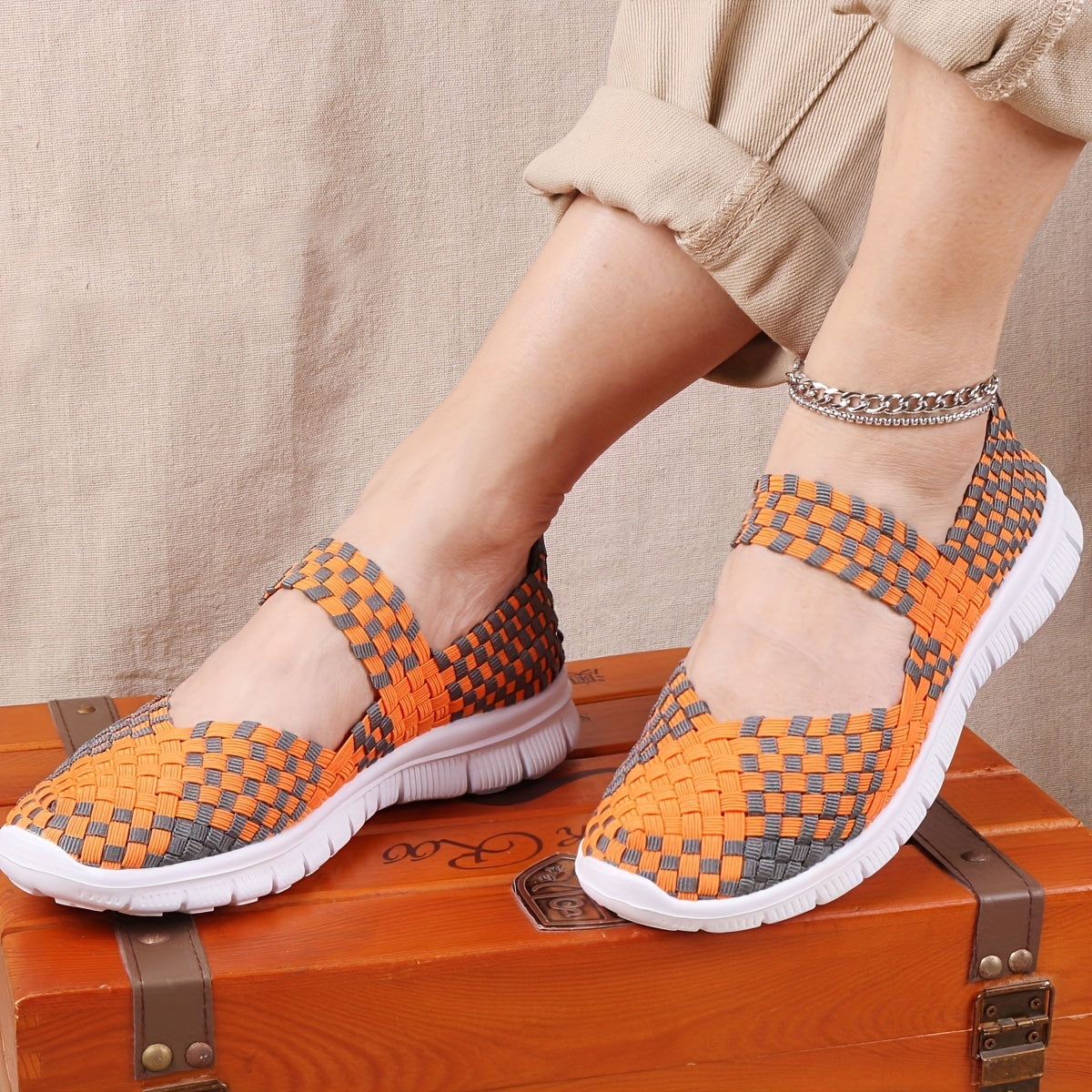 Braided Slip On Flatform Shoes Women's Casual Comfy Outdoor Versatile Shoes