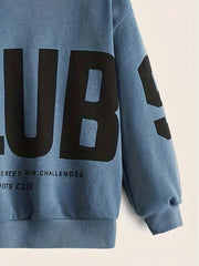 Kid's Hoodie CLUB Print Hooded Long Sleeve Top for Spring Fall