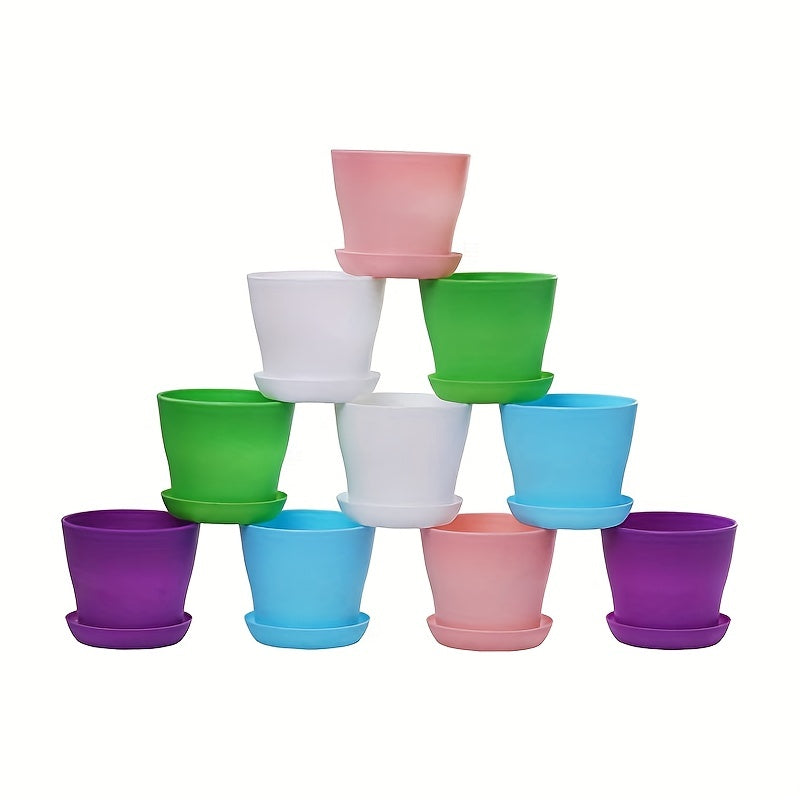 10pcs Plastic Planters Modern Decorative Gardening Containers for Home Garden