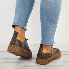 Women's Vintage Stitching Lace Up Non Slip Flat Shoes