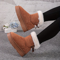 Women's Plush Snow Boots Waterproof Non-slip Mid Calf Boots