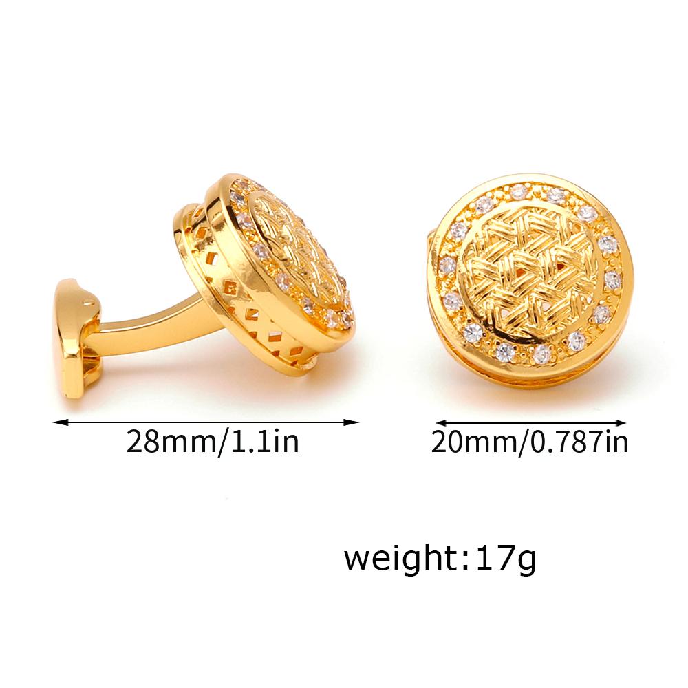 Vintage Golden Round Rhinestone Cufflinks
