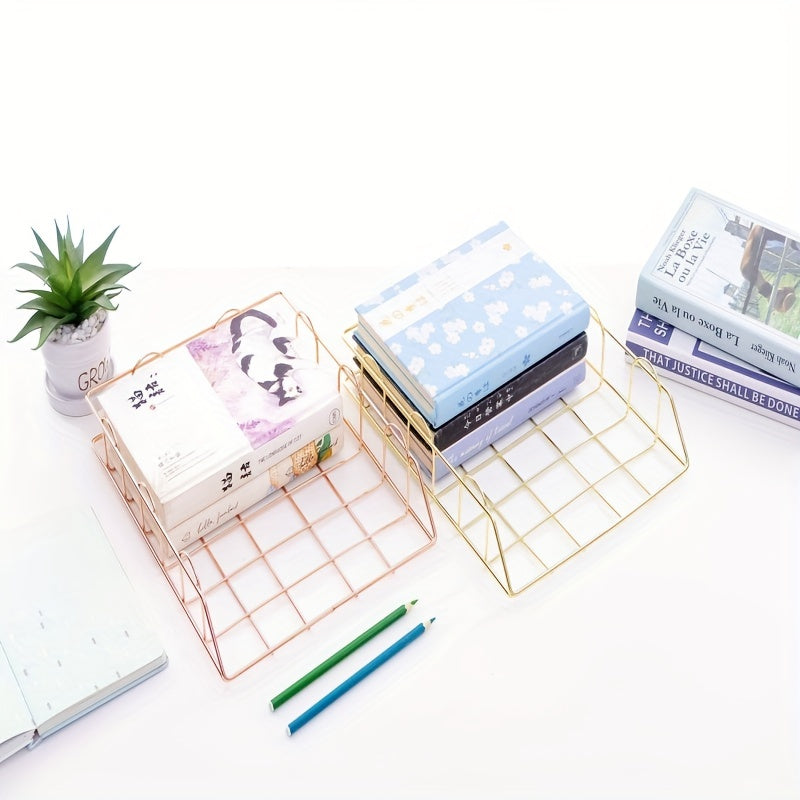 Metal Letter Tray Stackable Magazine File Rack Paper Manager