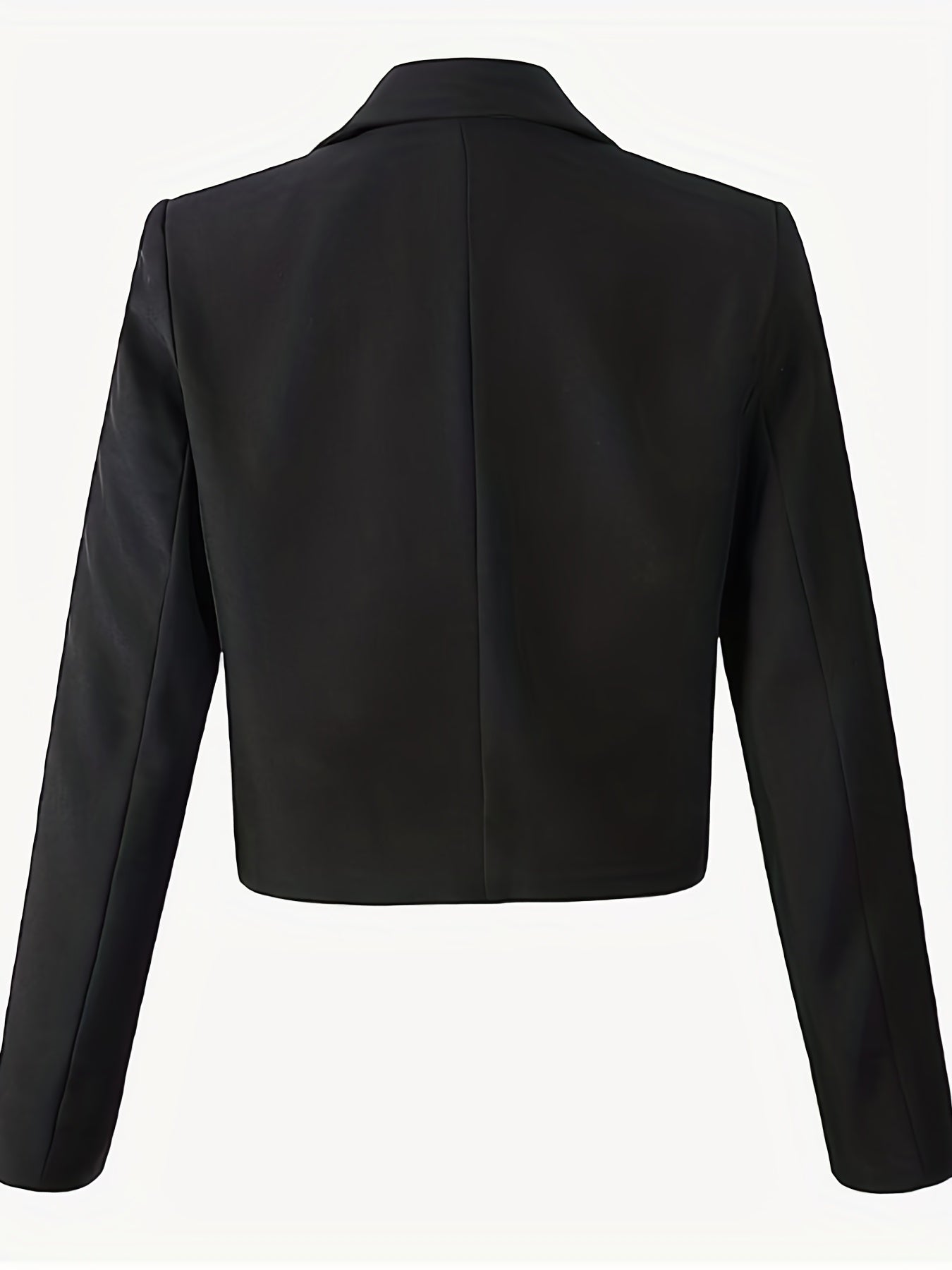 Solid Cropped Blazer Lapel Long Sleeve Work Office Outerwear Women's Clothing