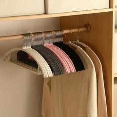 10pcs Velvet Flocking Hanger Non-slip Plastic Clothes Hanger