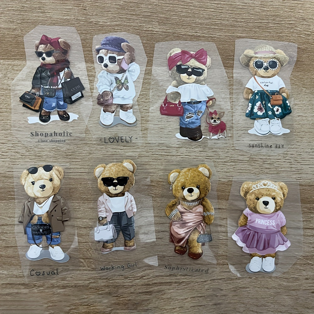 8pcs Bear Iron On Heat Transfer Sticker DIY Patches