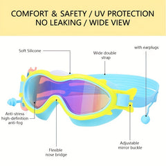 Silicone Cap Swimming Goggles PC Anti fog Wide View Glasses