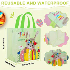 16pcs Easter Bunny Egg Gift Bag Reusable Tote Party Supplies