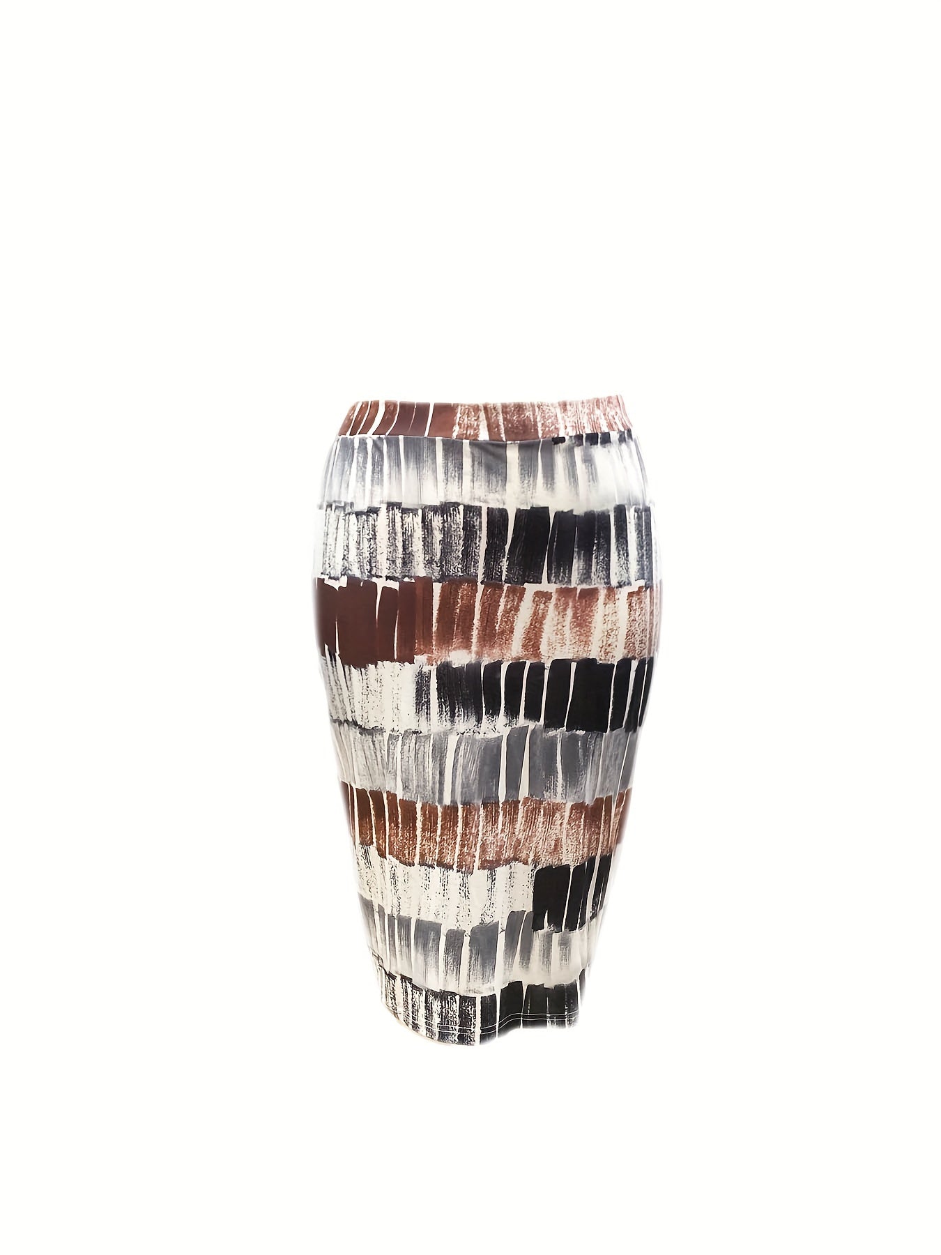 Ethnic Style Bodycon Midi Skirt - High Rise Allover Print
