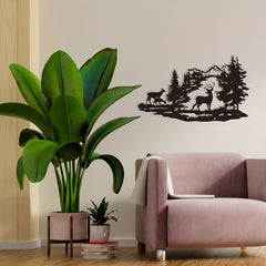 Metal Art Wall Decoration - Forest Deer Home Decoration