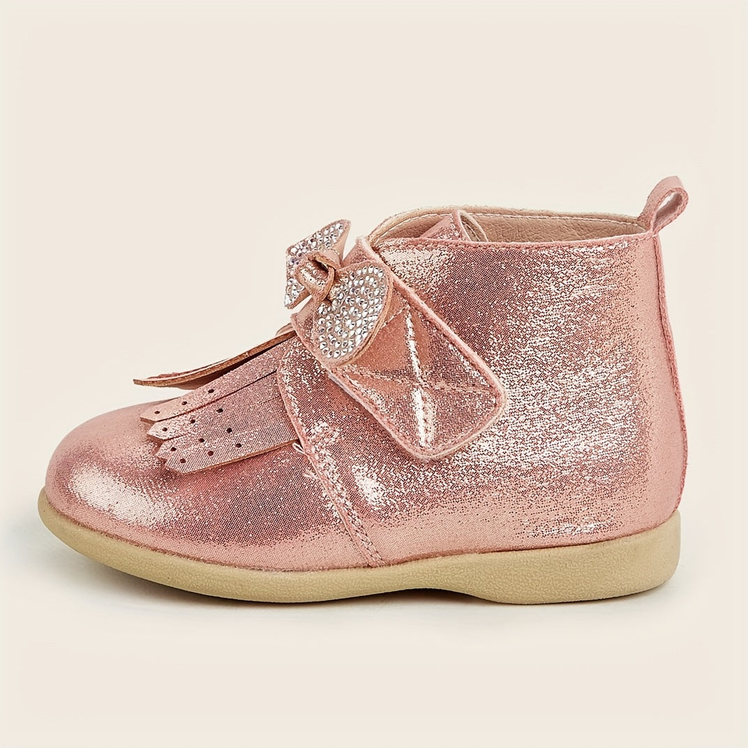 Rhinestone Bow Boots Girls Warm Winter Non-slip Comfortable