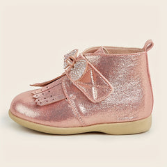 Rhinestone Bow Boots Girls Warm Winter Non-slip Comfortable