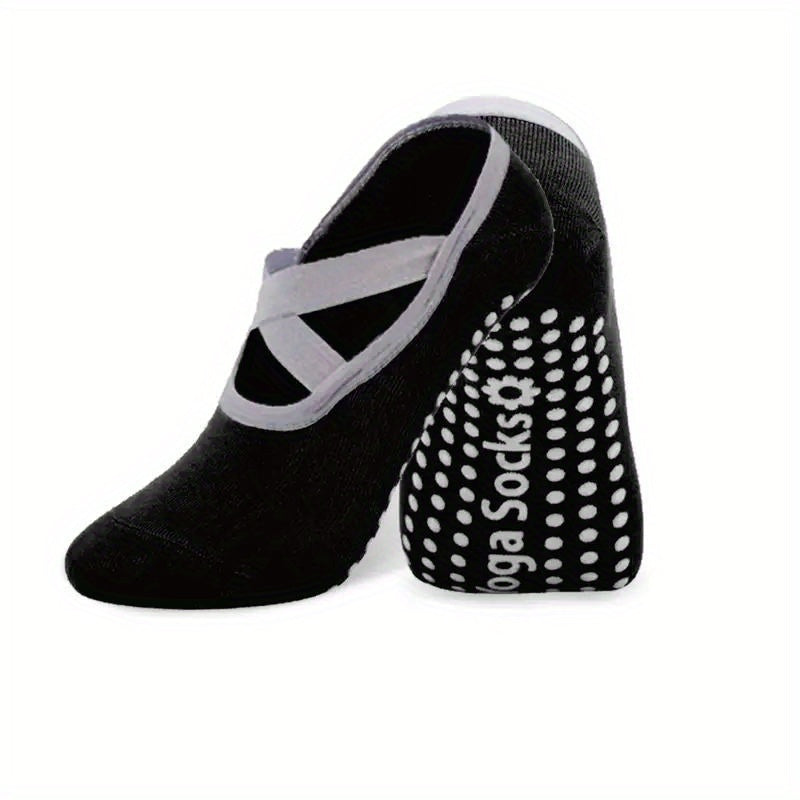 Women's Non-Slip Cross Strap Yoga Socks Breathable Dance Training Socks