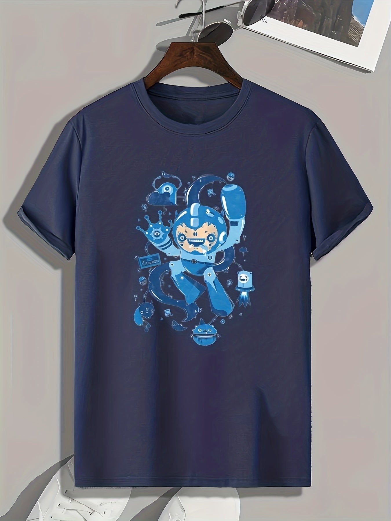 Cartoon Print Graphic T-Shirt for Men Casual Summer Tee