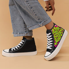 Graffiti Letter High Top Canvas Sneakers