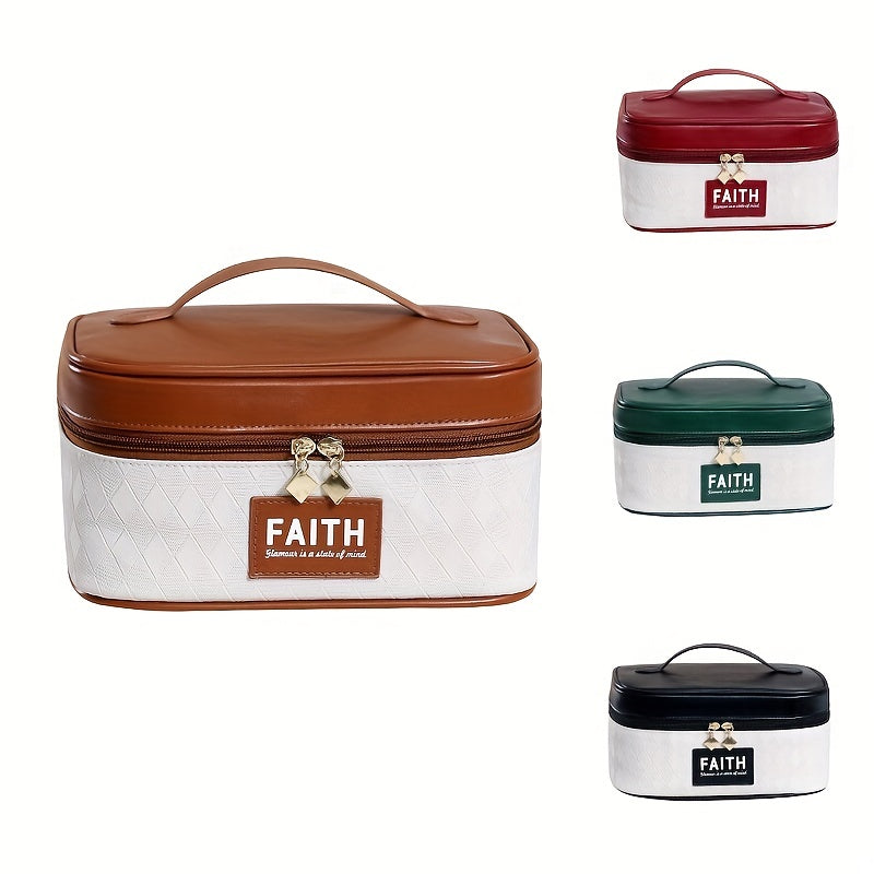 Plaid Pattern Square Makeup Bag Zipper Cosmetic Organizer