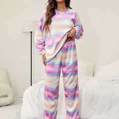 Tie Dye Pajama Set Long Sleeve Crew Neck Top & Lounge Pants