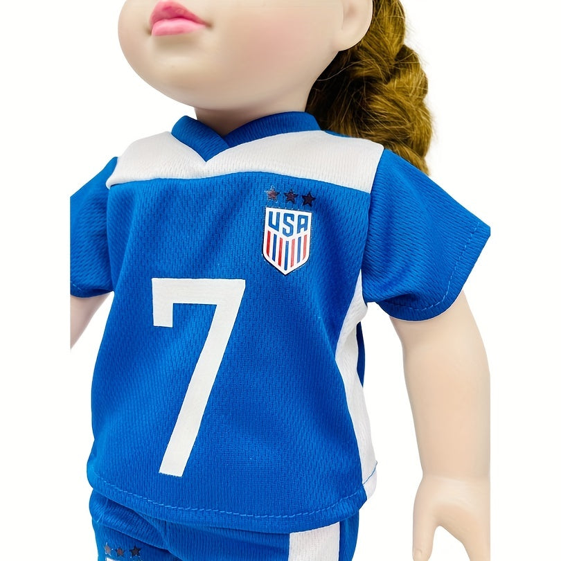 Soccer Outfit Set For 18" Dolls Includes Shirt Shorts And Headband