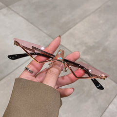 Y2K Rhombus Rimless Sunglasses Funny Tinted Candy Party Glasses