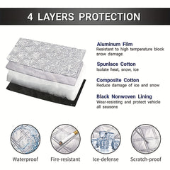 Large Thick Car Windshield Snow Cover 4-Layer Protection Anti-Freeze Ice Removal