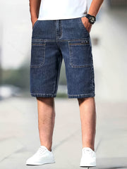 Stretch Distressed Denim Shorts Men's Casual Street Style