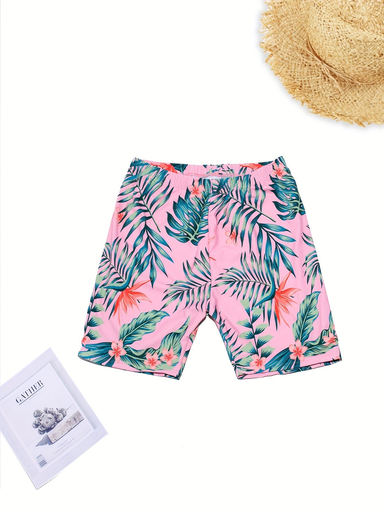 Men's Swim Trunks Tropical Plants Print Board Shorts