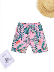 Men's Swim Trunks Tropical Plants Print Board Shorts