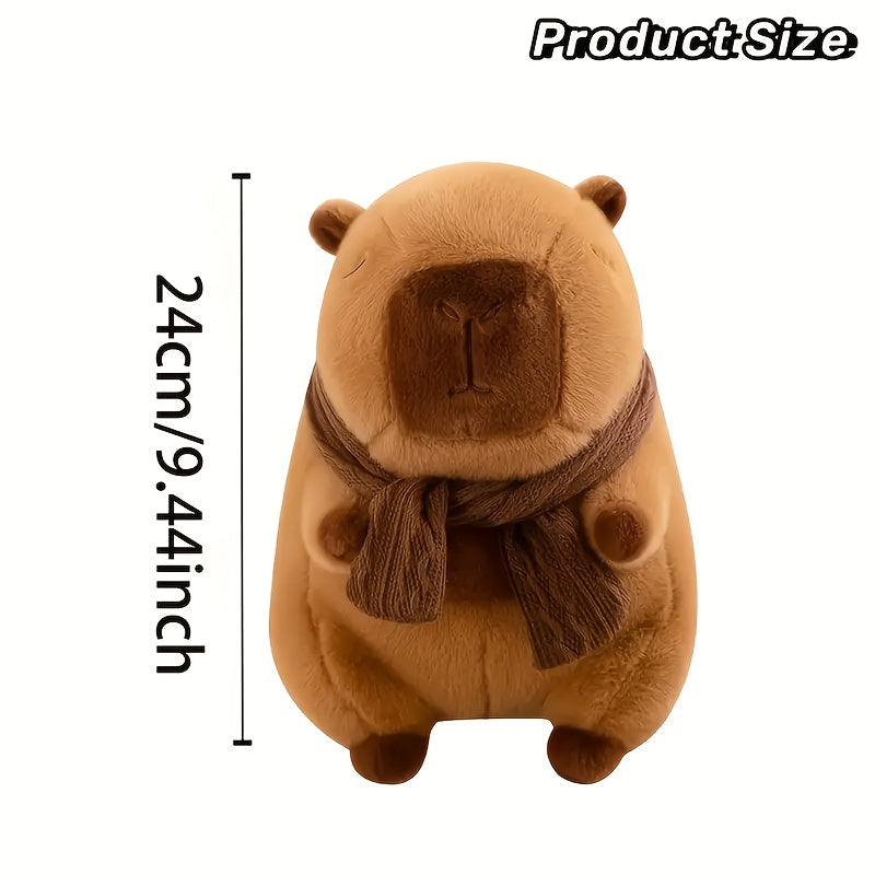 Capybara Plush Toy with Scarf Dark Brown