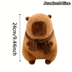 Capybara Plush Toy with Scarf Dark Brown