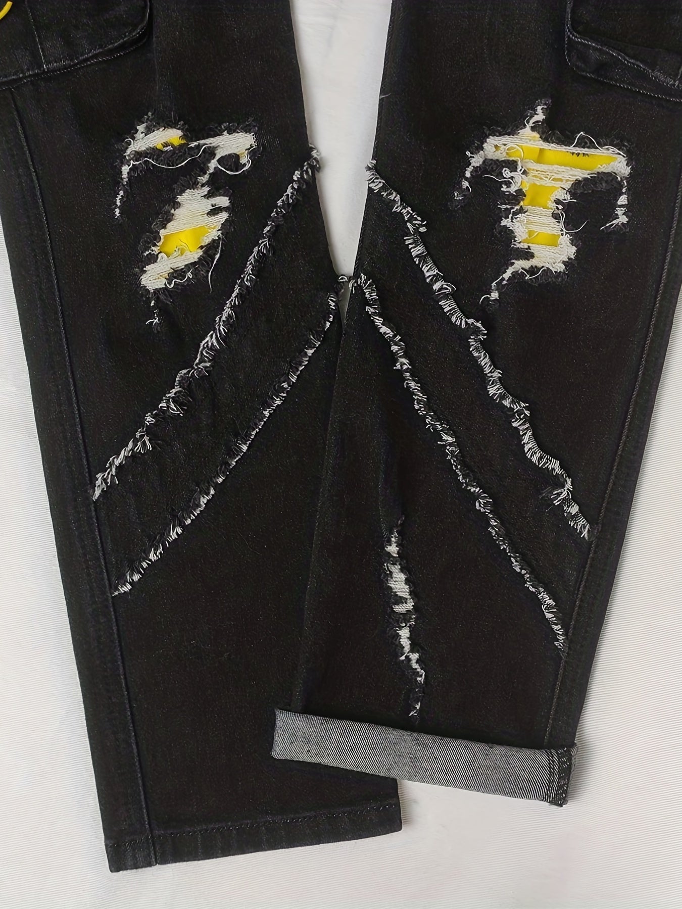 Men's Denim Cargo Pants Flap Pocket Jean Trousers