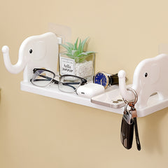 Gray Elephant Ornament Shelf Without Punching Bathroom Storage Shelf