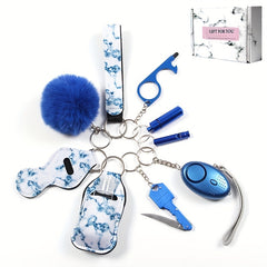 10PCS Safety Keychain Set w/ Personal Safety Alarm & Whistle, First Aid Bottle