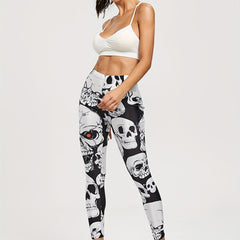 Skull Print Breathable Leggings Activewear