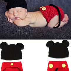Cartoon Shape Baby Knitted Hat & Overall Romper for Photoshoot & Party