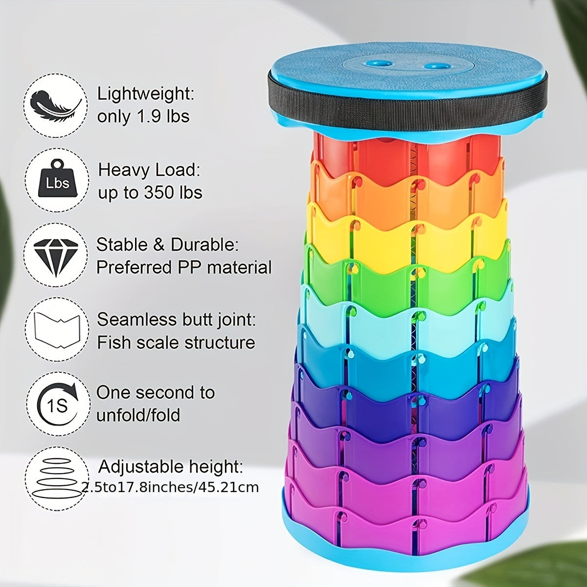 Adjustable Rainbow Folding Stool for Camping & Fishing