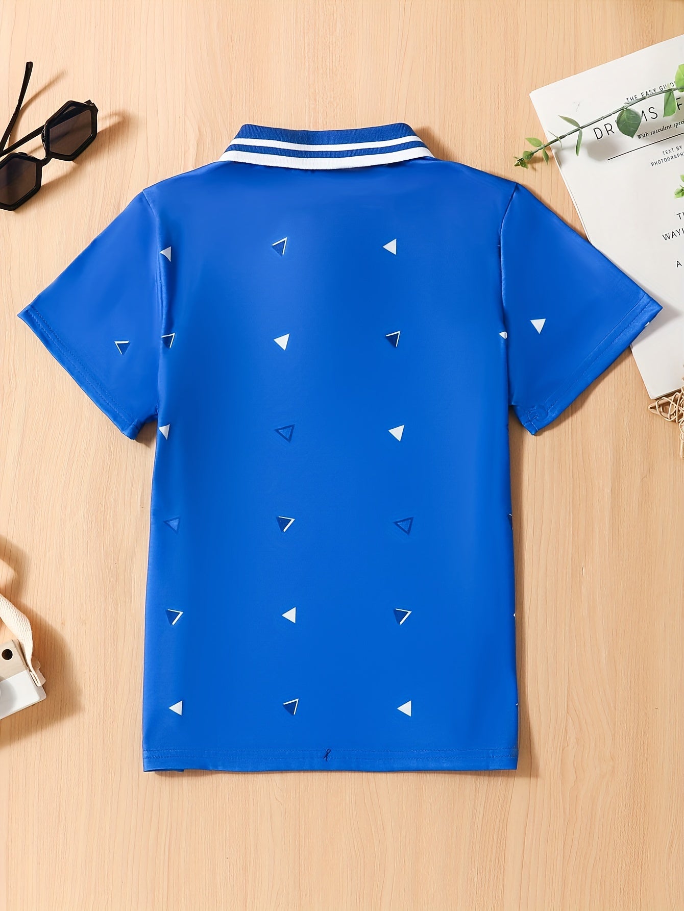 Boys Triangle Print Lapel Shirt Toddler Short Sleeve Summer Clothes