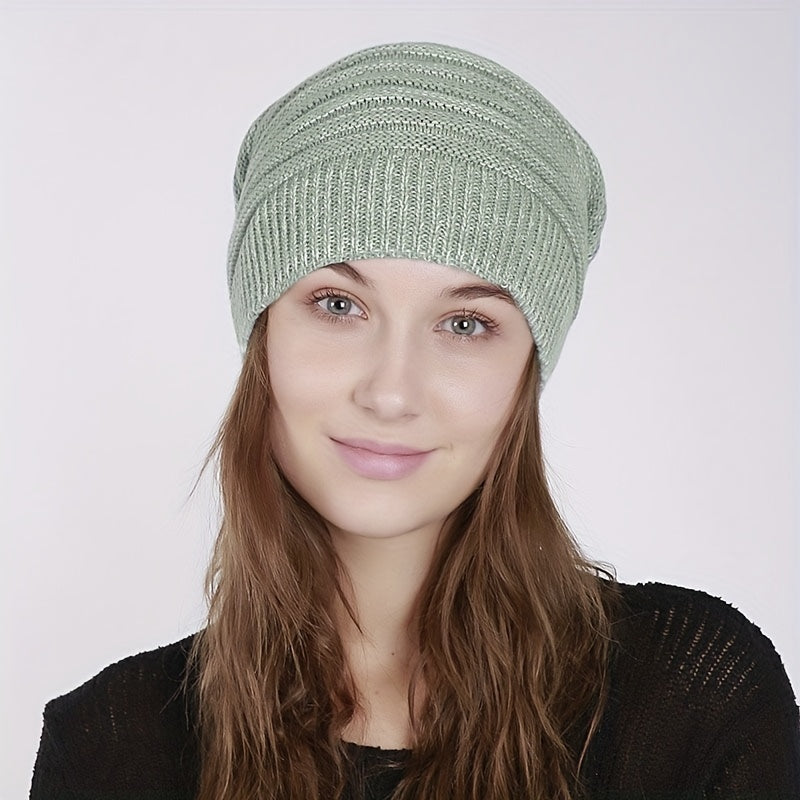 Thin Knitted Wool Slouchy Beanie for Men and Women