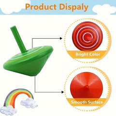 Colorful Wooden Spinning Tops Rainbow Gyroscopes Toy for Family Games Party