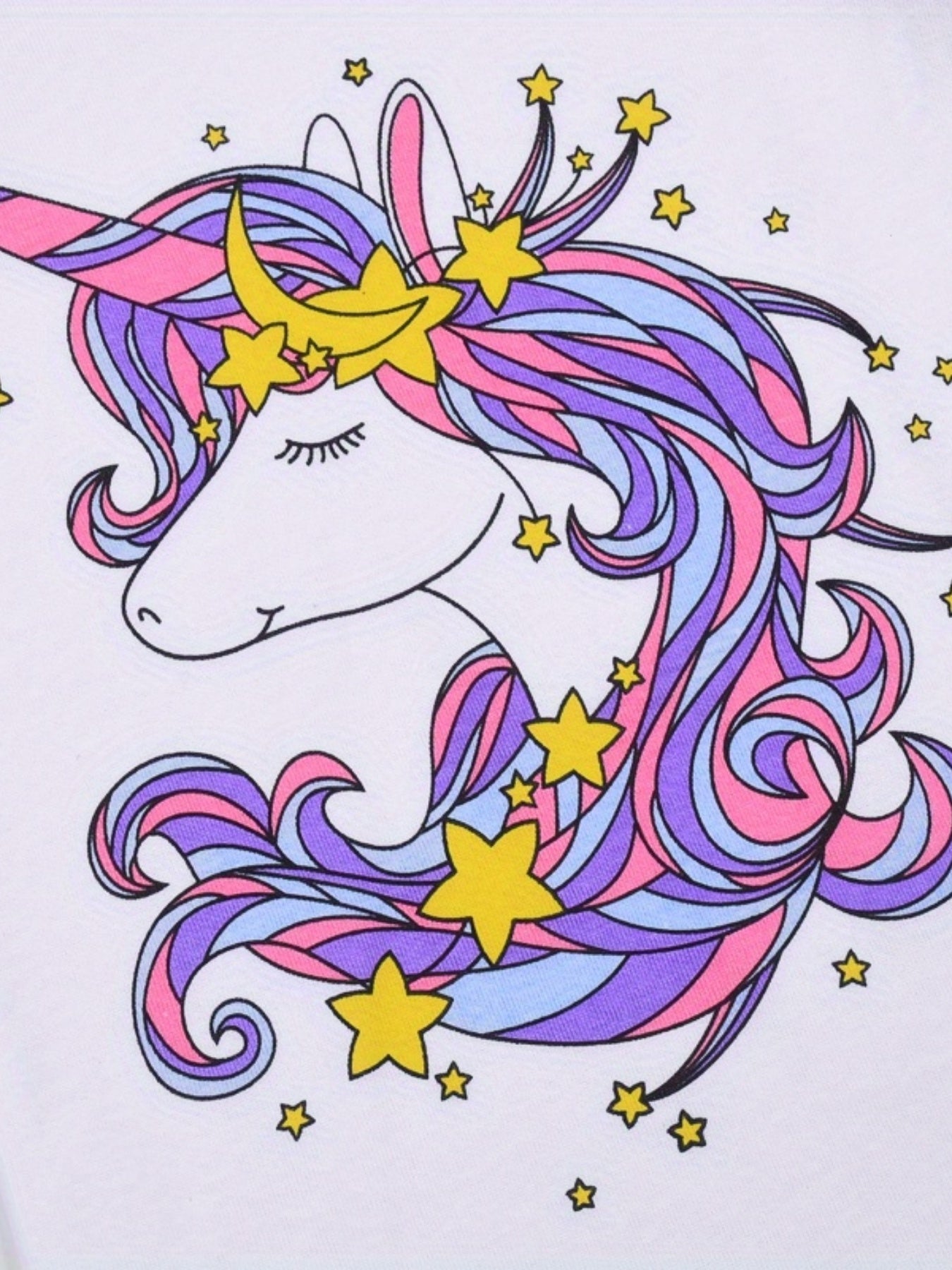 Kid's Unicorn Floral Print 2pc Pajama Set Comfortable Loungewear