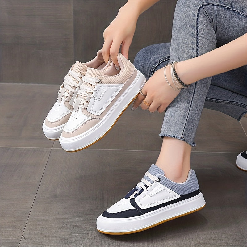 Women's Colorblock Casual Sneakers Low Round Toe Non slip Lightweight Shoes