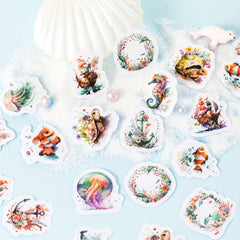 46pcs Sea Series Retro Journal Decoration Stickers Self-adhesive Box Stickers