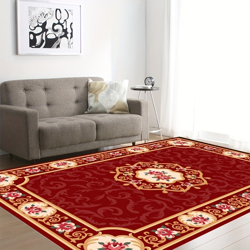 Boho Anti Fatigue Kitchen Rugs Red Vintage Absorbent Non Slip