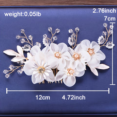 Bridal Hair Jewelry Hairpin Set Ceramic Flowers High Bridal Hair Jewelry