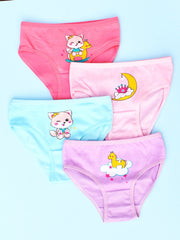 4pcs Girls Triangle Panties Fox Moon Print Elastic Waist Comfortable Underwear