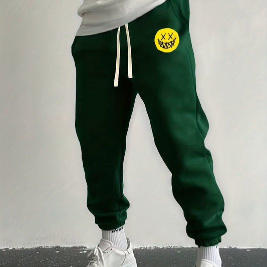 Smile Face Drawstring Sweatpants Loose Fit Joggers For Spring Autumn