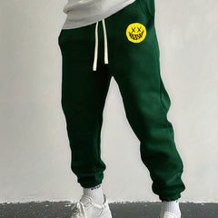 Smile Face Drawstring Sweatpants Loose Fit Joggers For Spring Autumn