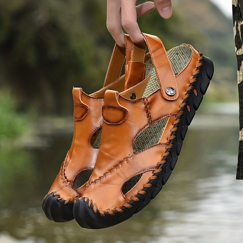 Men Stitched Clogs Anti Skid Slip On Closed Toe Sandals