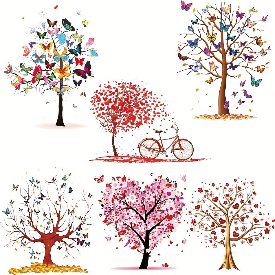 6pcs Tree Heat Sticker On T shirt DIY Iron On Transfer For Clothing