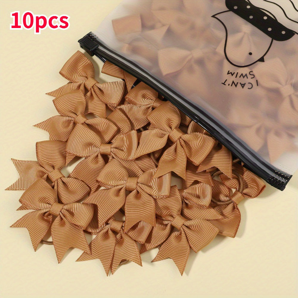 10pcs Bow Decor Hair Tie Hair Bands Ponytail Holders
